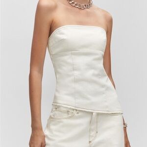 New with tags! Mango Strapless denim top Cream